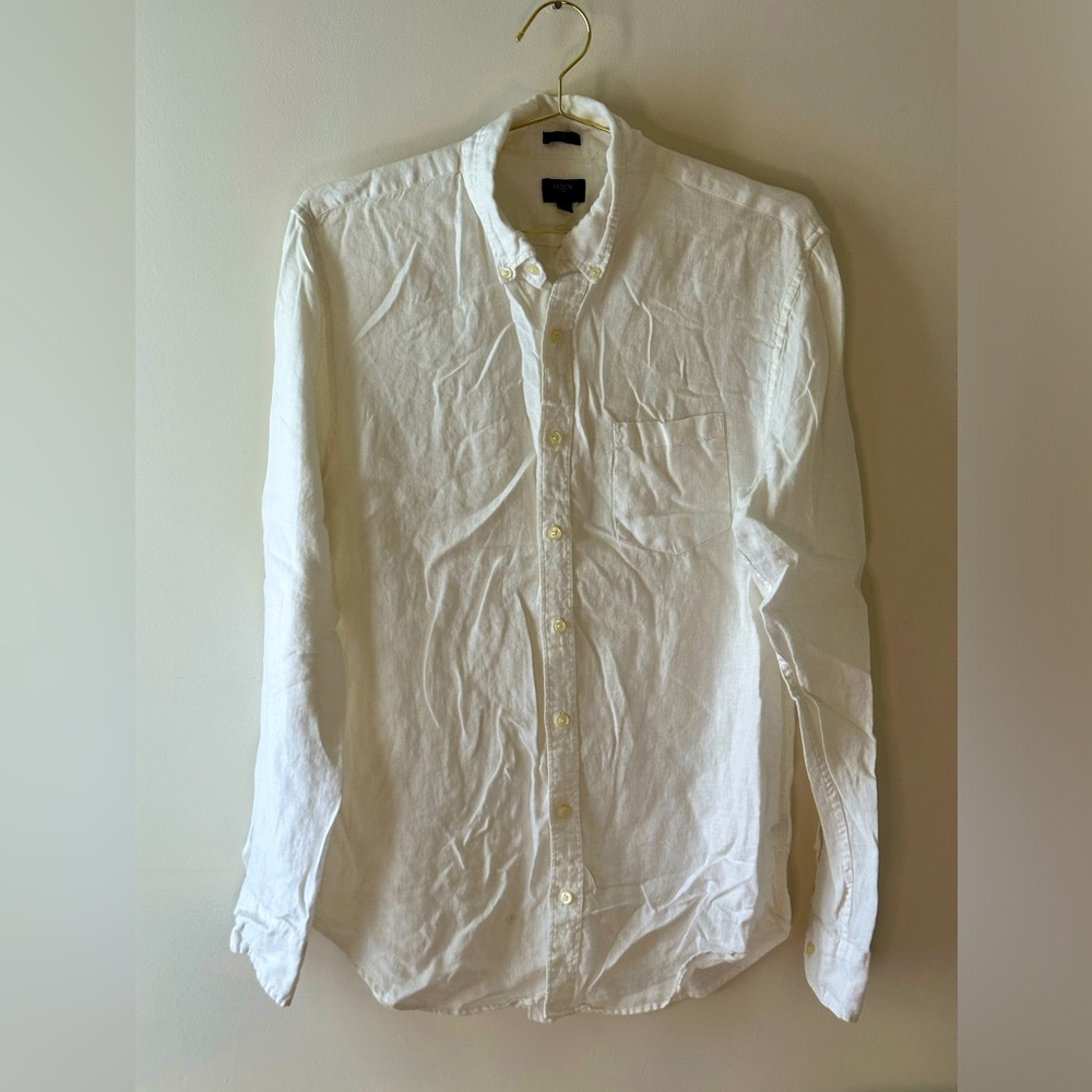 Large Tall Slim Fit J Crew Baird Mcnutt White Linen Shirt